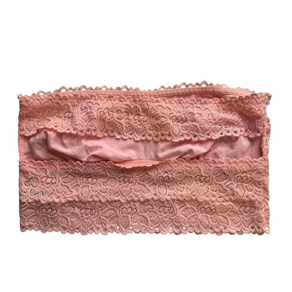 Aerie Blush Pink Lace Strapless Bandeau Size L Loungewear Stretch Festival